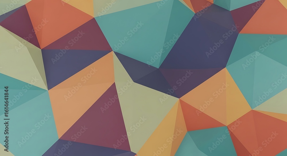 Aufkleber abstract geometric background with triangles in shades of orange teal and purple creating a pattern