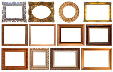 frame picture isolated on white background gold antique