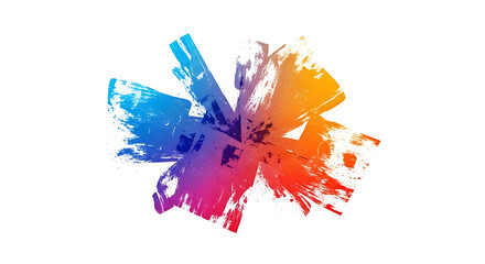 Abstract splash of vibrant colors radiating from the center on a clean white background art