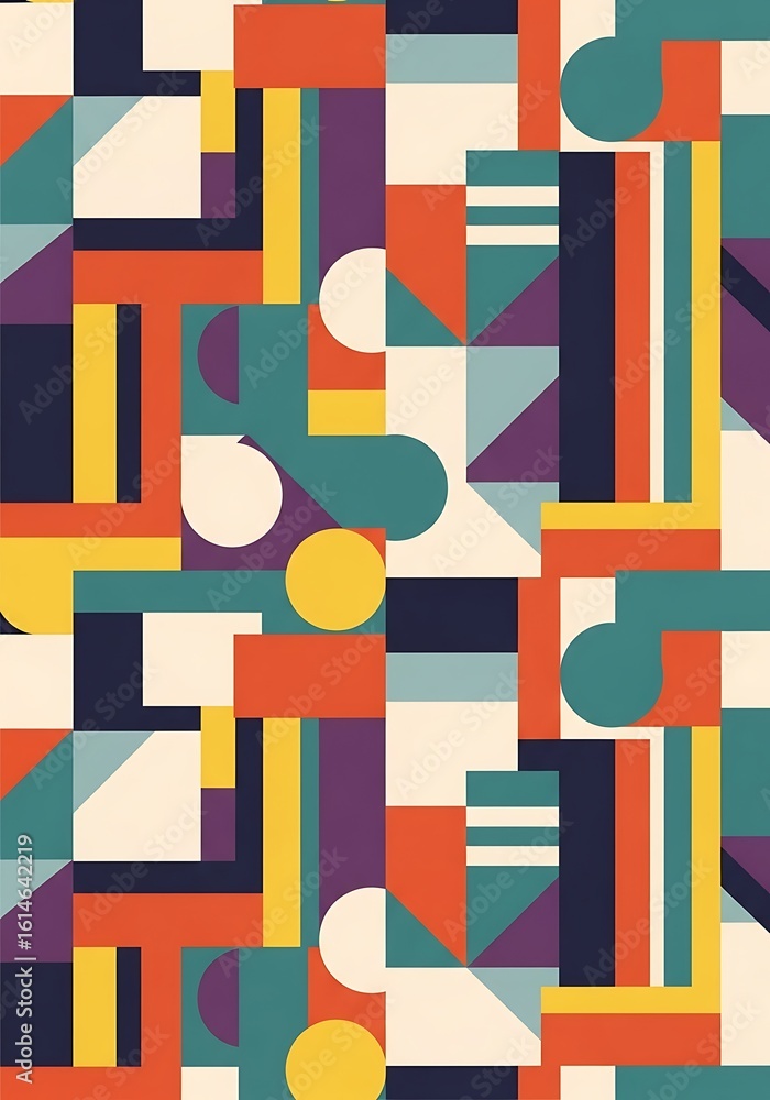 Poster geometric harmony abstract pattern with bold colors and balanced compositions