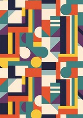 Geometric Harmony Abstract Pattern with Bold Colors and Balanced Compositions