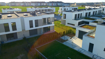 Modern area houses streets townhouse nature city