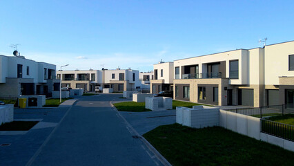 Modern area houses streets townhouse nature city