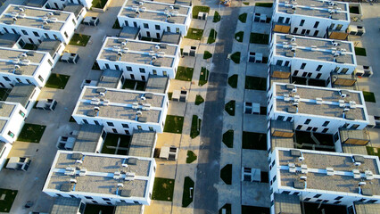 Modern area houses streets townhouse nature city