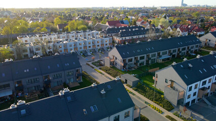 Modern area houses streets townhouse nature city