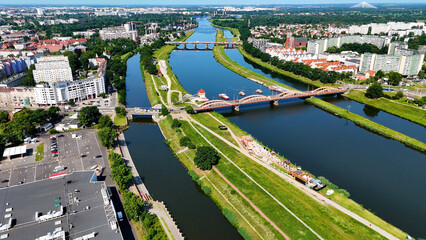 city ​​district street drone view Wroclaw Poland