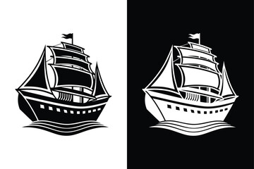 Silhouette Boat Icon. Clean Vector Illustration for Nautical Themes