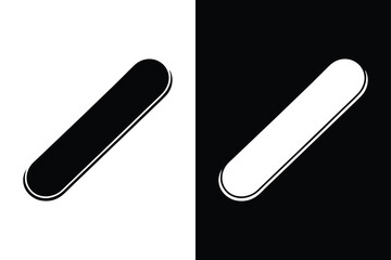 Simple Skateboard Icon silhouette. Vector Illustration with Wheels and Trucks