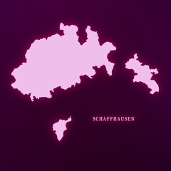 Switzerland Schaffhausen Canton Abstract Futuristic Neon Map	