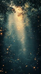 Light Streaming Through Forest Canopy with Floating Particles