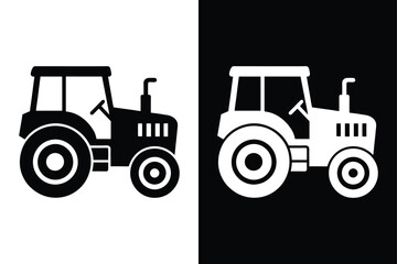 Silhouette of Farm Tractor Icon. Clean Vector Design for Agriculture Themes