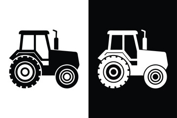 Obraz premium Minimalist Tractor Icon Vector. Black Silhouette on White Background