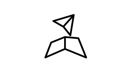 Geometric abstract figure with triangle above trapezoid shapes in black on a white background design