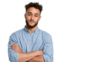 Fototapeta premium Confident young businessman with arms crossed, Perfect for business, lifestyle, and portrait themes, isolated on transparent background