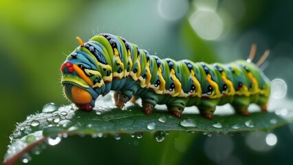 Colorful caterpillar on a leaf