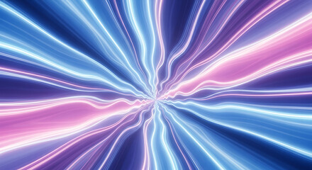 Abstract background featuring radiating lines of blue and pink light converging at a central point