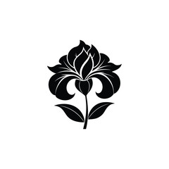 Stylized Black Iris Flower Illustration - Elegant Floral Design
