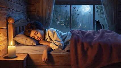 Child sleeping peacefully at night