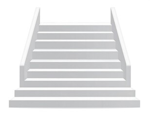 White stairs ascending to a landing