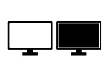 Black and White LED and LCD Screen Vector Icons for Display and Technology Interface Design