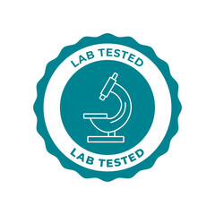 Lab Tested Badge Icons with Microscope Line Icon for Product Certification and Quality Assurance