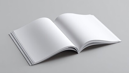 Open blank magazine on gray surface