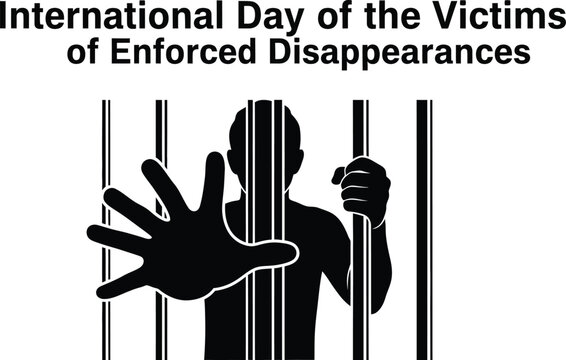 Vector art of a poignant illustration marks the international day of the victims of enforced disappearances, symbolizing the struggle for human rights and justice