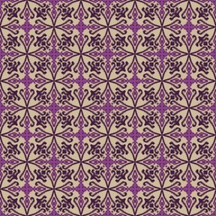 Intricate Purple and Beige Pattern Design for Textiles