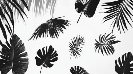 philodendron tropical leaf silhouettes