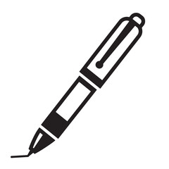 Fototapeta premium Simple black and white vector illustration of a modern fountain pen on white background