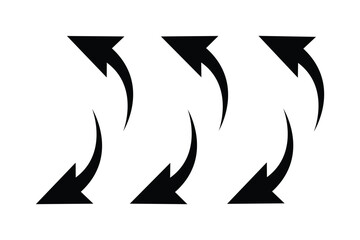 Right arrow icon. Black curve arrow. Modern flat simple arrow button isolated. Cursor sign. Arrow up vector graphic element.