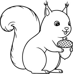 Smiling Squirrel Coloring Page