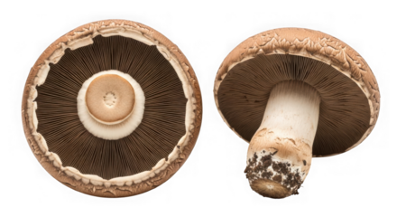 Portobello mushroom close up isolated on transparent background