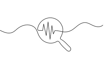 Heart beat pulse continuous one line drawing heart beat outline vector design
