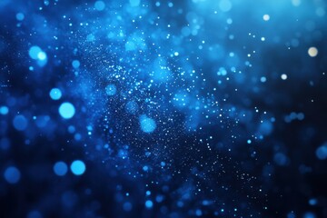 Obraz premium Captivating Blue Bokeh Background Featuring Shimmering Light Particles Dancing In the Darkness
