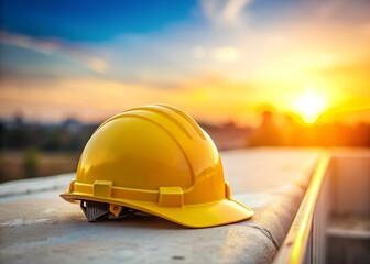 Yellow Safety Helmet at Sunset