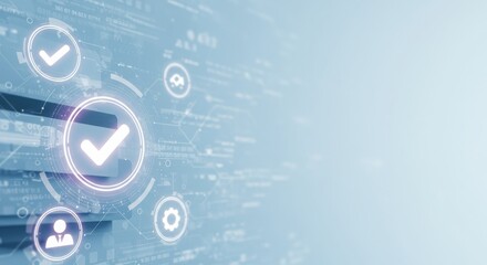Digital Checkmarks, Tech UI, Verified - Futuristic technology