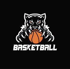  Aggressive Panther Basketball Mascot Logo Vector © Mubashar