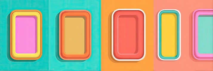 Colorful rectangular frames on a textured background