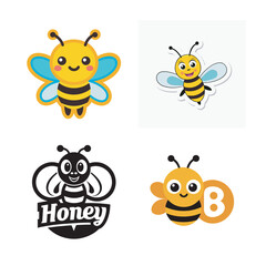 Obraz premium set of funny cartoon bees