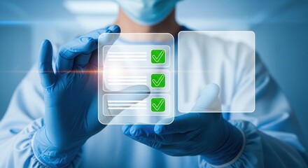 Doctor using digital checklist app - Medical technology