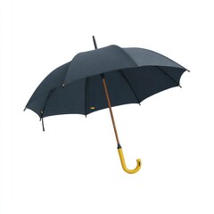 Dark navy umbrella with mustard-yellow handle