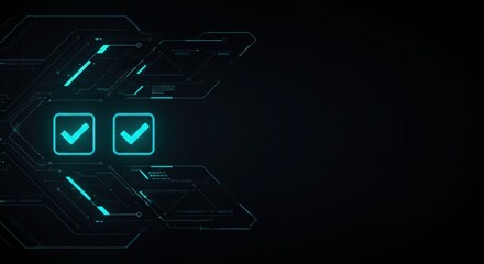 Futuristic Checkmarks Tech Background - Dark Mode