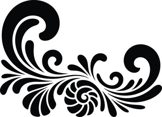 
Elegant black swirls and flourish curved scroll ornate decorative design element, Abstract Tribal Style Motifs ornament isolated on transparent background