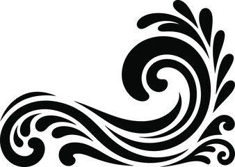 
Elegant black swirls and flourish curved scroll ornate decorative design element, Abstract Tribal Style Motifs ornament isolated on transparent background