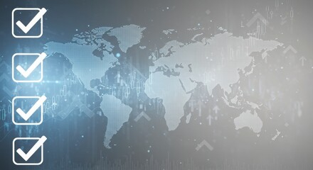 Global Checklist Success, World Map, Growth - Global business