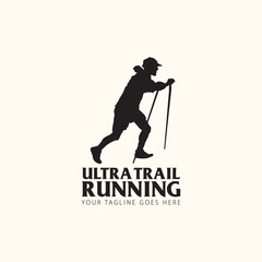 Ultra Trail running logo vector illustration on white background