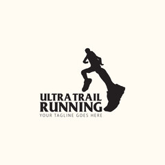 Ultra Trail running logo vector illustration on white background