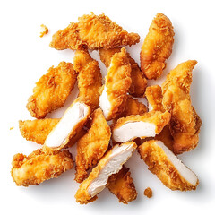 Crispy Breaded Chicken Strips with Golden Exterior and Tender Interior