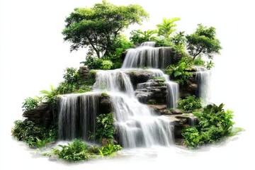 Naklejka premium Scenic Beauty of Waterfalls in a Verdant Landscape